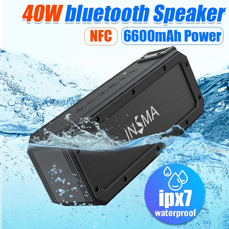 INSMA S400 плюс 40 Вт bluetooth динамик NFC портативный динамик s IPX7 водонепроницаемый сабвуфер наружный TWS Boombox беспроводной громкий динамик s