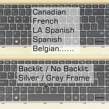 Francês canadense la espanhol belga teclado para hp elitebook 745 g5 g6, 840 g5 g6, 846 g5 g6, zbook 14u g5 g6, retroiluminado/não