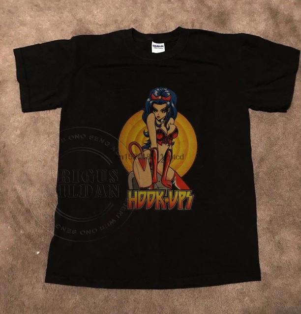 Vintage 90s Hook ups 1994 skateboard T-shirt anime devil vixen