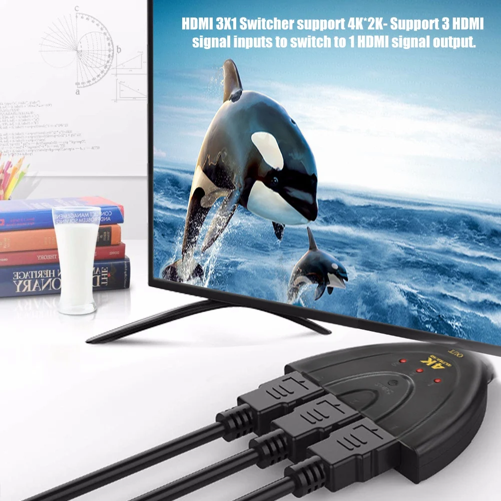 3 в 1 выход HD коммутатор 3D 3X1 Переключатель Поддержка 4 к* 2 к с пультом дистанционного управления видео конвертер адаптер