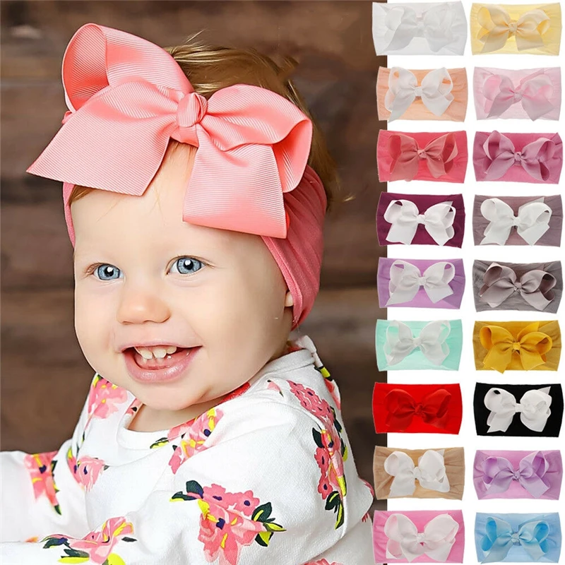 Color Girls Kids Baby Cotton Bow Stretch Turban Knot Head Wrap Hairband Headband
