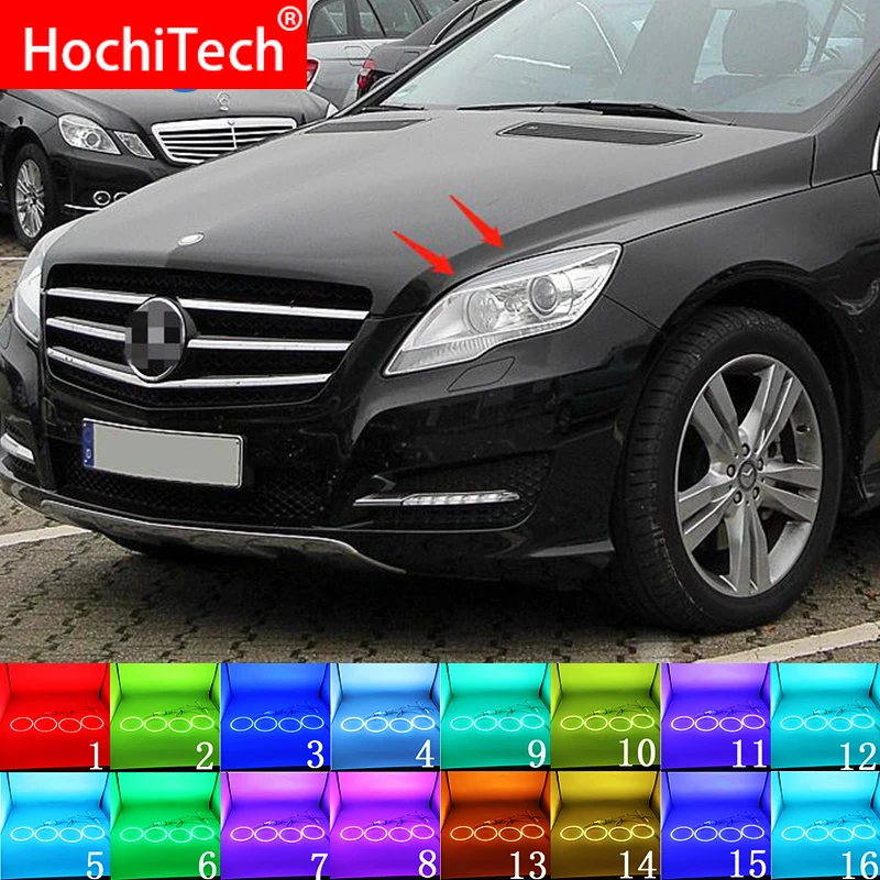 Многоцветный RGB светодиодный angel eyes Halo Ring Eye RF пульт дистанционного управления для Mercedes Benz R Class W251 R300 320 350 500 10-12 аксессуары