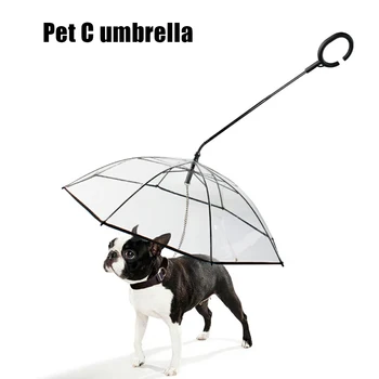 

Walking Leash Transparent Pet Umbrella Dog Raincoat Household Set Handle Outdoor Animal Dogs Ornaments for Raining