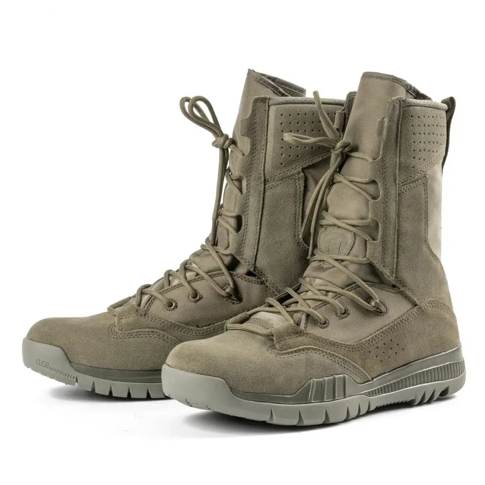 Outdoor Boots Men Leather Boots Durable Tactical Boots Sage Green Suede Leather Rubber Sole Indonesia Boots Men