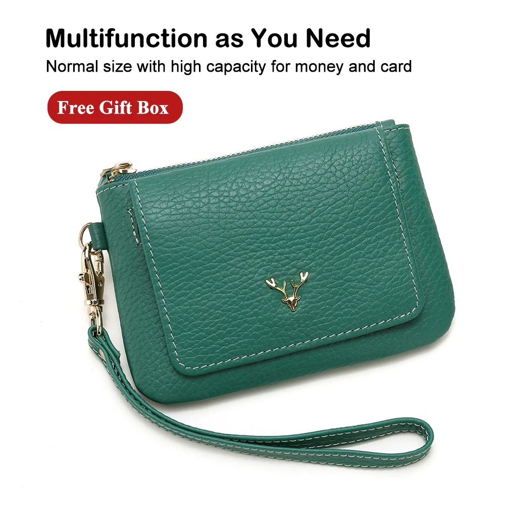 

X.D.BOLO Genuine Leather Women Wallets Soft Pattern Small Wallet Flap Card Holder Cowhide Women Purse with Zipper Short Purse
