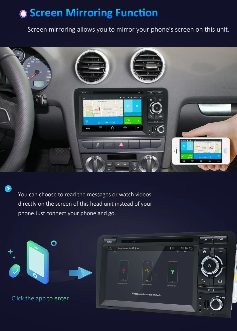 Cheap Bosion 7 inch HD 2 Din Car Radio Stereo Android 9.0 Octa Core DVD Player Multimedia Navigation GPS For Audi A3 8P 2003-2011 6