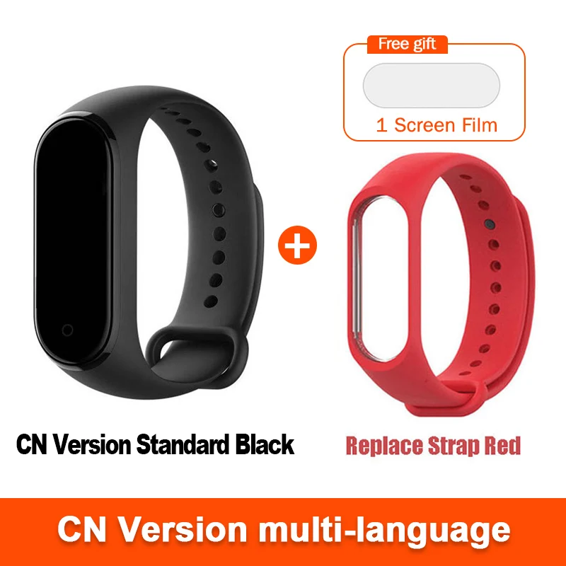 CN Add Red Strap Глобальная версия опционально Xiaomi Mi Band 4 умный Браслет Пульс фитнес 135 мАч цветной экран Bluetooth 5,0 водонепроницаемый - Цвет: CN Add Red Strap