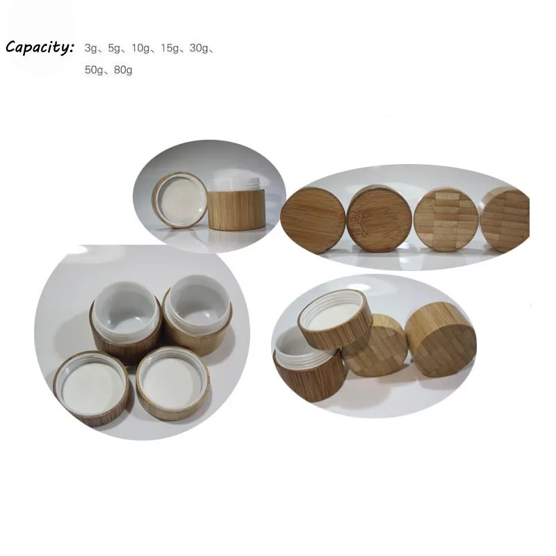 10pcs Natural Bamboo cosmetic jar cosmetic sample containers Environmental packing Material 3g 5g 10g 15g 20g 30g 50g