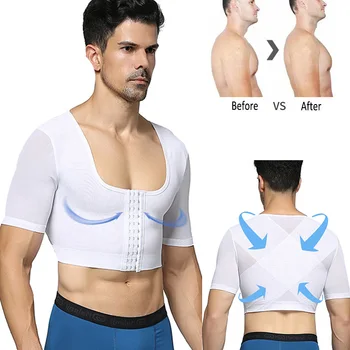 

Male Control Chest Gynecomastia Chest Shaper Tops Sexy Men Posture Corrector Compression Shirt Corset