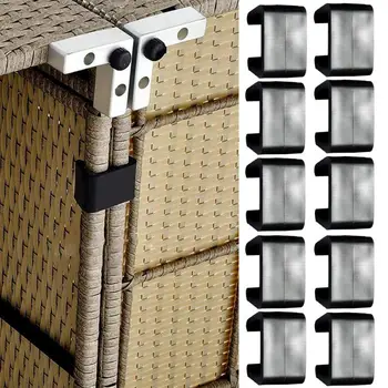 

10pcs Home Couch Sectional Sofa Wicker Furniture Clips Fixing Practical Black Garden Outdoor Patio Connect Portable Rattan Chair
