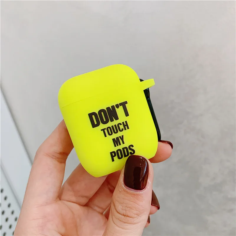 Флуоресцентный цветной чехол для Apple Airpods, Одноцветный защитный чехол для наушников с Bluetooth для Airpod 2 1, чехол для наушников, сумка - Цвет: style 1