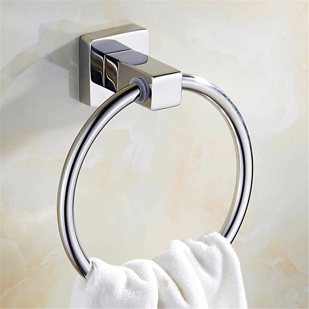

Towel Ring Wall-Mounted Towel Holder Hanger Rack Stainless Steel Hanging Bathroom Accessories Hardware Fixture Round Towel Bar