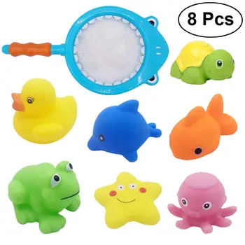 

8pcs Baby Fishing Floating Squirts Toy Bath Toys Bath Time Toys Set Sand Fishing Toy