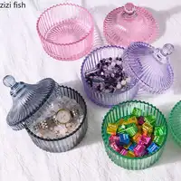 Multicolor Glass Storage Jar with Lid Decorative Candy Pot Crystal Jar Aromatherapy Can Cosmetic Containers Jewelry Organizer 1