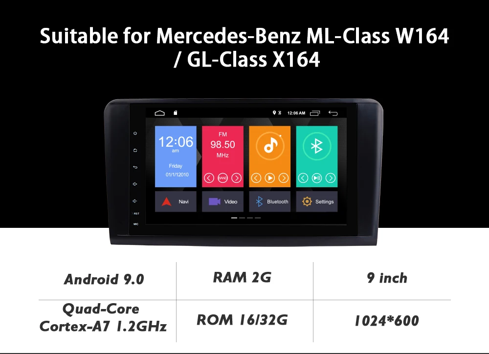 Cheap 2Din Android 9.0 car radio multimedia player dvd gps For Mercedes Benz ML W164 GL X164 ML350 ML320 ML280 GL350 GL450 DSP 0