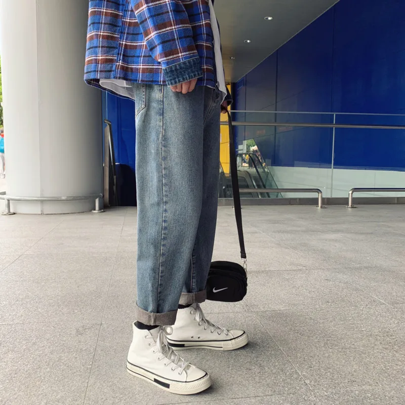 

Men's jeans 2019 autumn and winter new handsome loose solid color versatile jeans youth personality fashion trend men's clothing