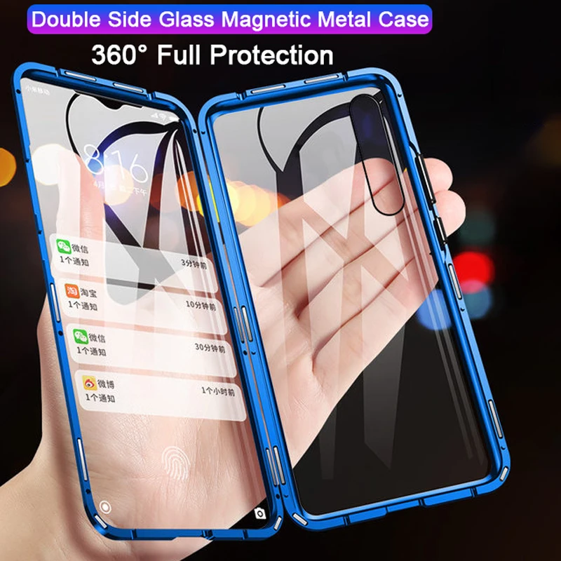 Double Sided Magnetic Metal Case for Xiaomi Mi 10 9 Lite 10X 5G Cover For Redmi K30 K20 Note 8T 8 7 9S Pro 8A Glass | Мобильные