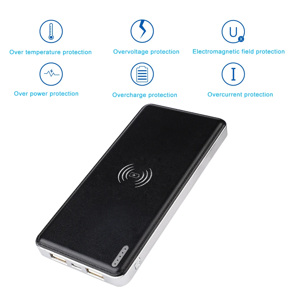 10000 мАч внешняя батарея для iPhone 7 X samsung huawei Xiaomi Qi Беспроводное зарядное устройство power Bank Беспроводное зарядное устройство