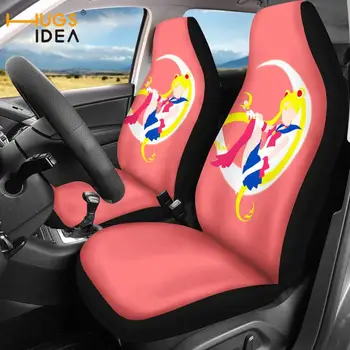 

HUGSIDEA Japanese Anime Sailor Moon Print Front Car Seat Covers for Women 2Pcs Universal Car Seat Covers Protectors Set Of 2