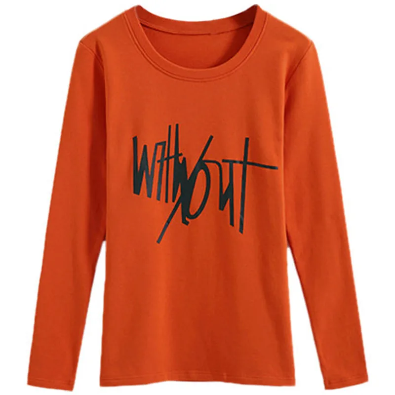 

Women T-Shirts 2019 Spring Fall New Girls Printed Tops Tee Female T-shirt Long Sleeve Basic Tshirt for Lady Casual Tops C417