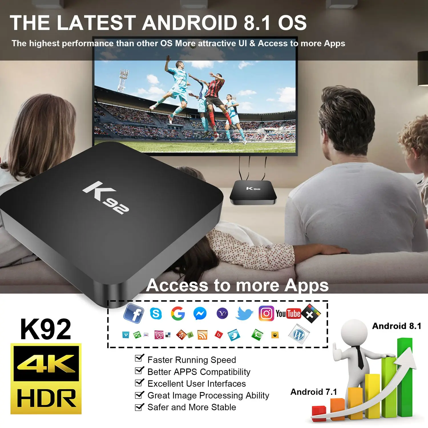 Топ K92 S905X2 Android 8,1 Smart tv Box 4 Гб ram 2,4G/5G WiFi Bluetooth 4,1 телеприставка