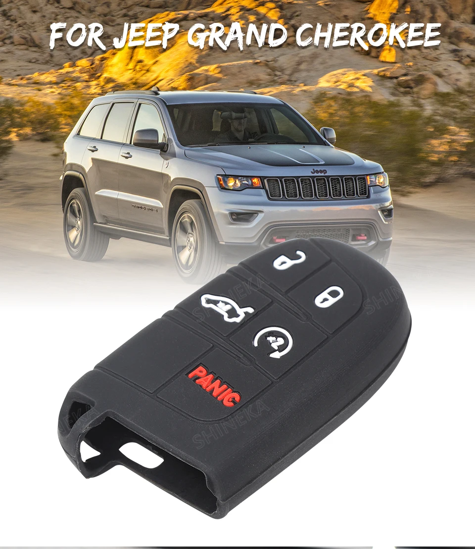 SHINEKA брелок для Jeep Grand Cherokee 2011+ Автомобильный силиконовый резиновый чехол для ключей, набор ключей для Jeep Grand Cherokee