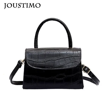 

Women Handbags Small Crossbody Top-handle Bags Retro Casual Stone Pattern Solid Shoulder Messenger Bags Female Flap Square Bag