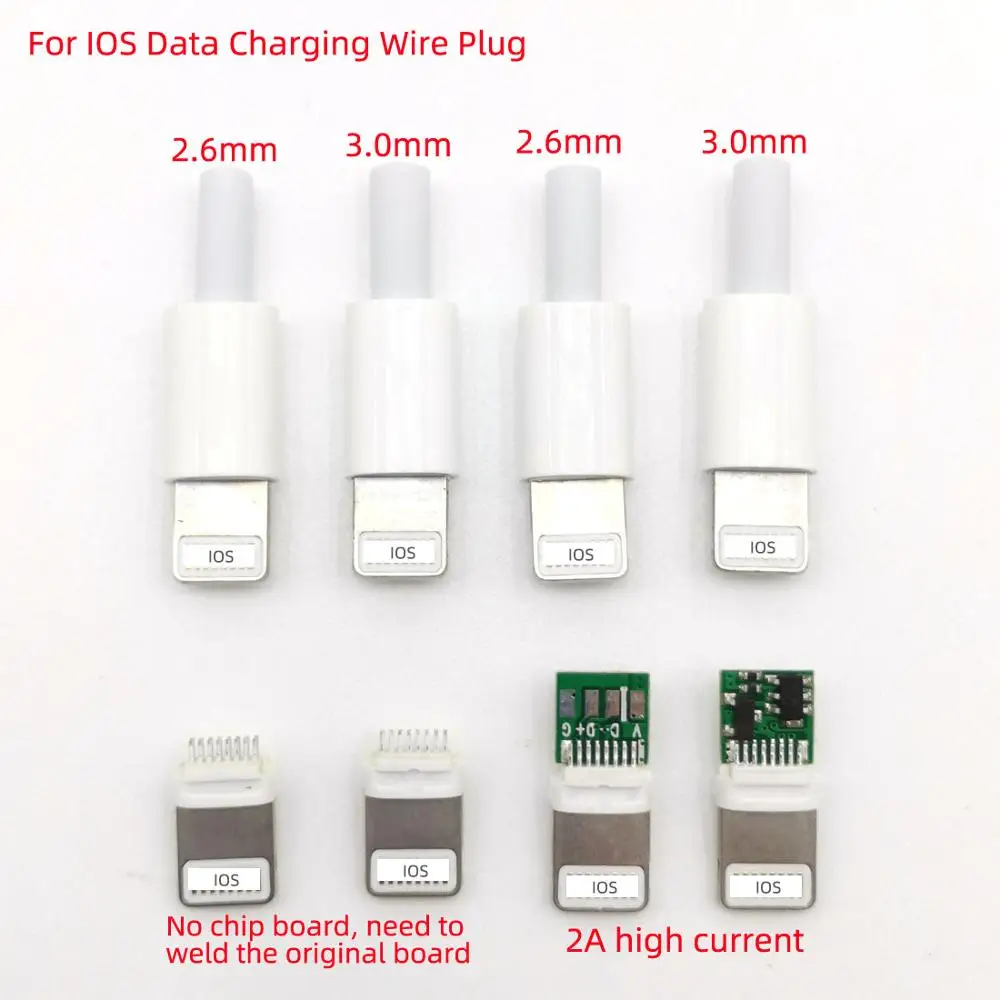 

5sets USB For iphone male plug with chip board connector welding 2.6/3.0mm Data OTG line interface DIY data cable adapter parts