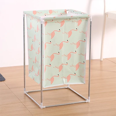 Non-woven Laundry Basket Wrought Iron Frame Assembled Waterproof Hamper Household Dirty Clothes Storage Bucket Multi-purpose Ham - Цвет: Розовый