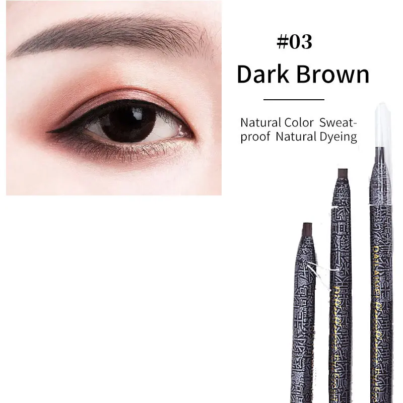 Dark Brown 1 шт., брендовый карандаш для бровей, водостойкая микроблейдинг ручка, стойкий усилитель бровей, легко носить, для бровей, ТИНТ, краситель, инструменты для макияжа - Цвет: Dark Brown