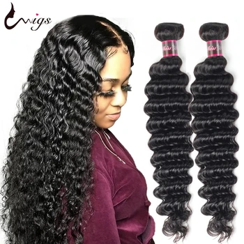 

UWIGS Brazilian Deep Wave Bundles 100% Unprocessed Virgin Hair Bundles 1 3 4 PCS Human Hair Weave Bundles 8-28 Inch
