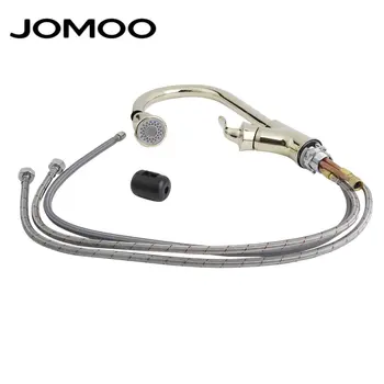 

Ceramic Spool Kitchen Faucet PVD Flanged Gold Water Tap Single Handle Extensible Mixer Tap 180 Degree Swivel Faucets