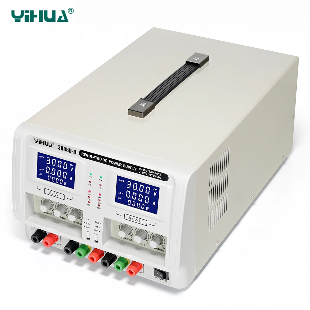YIHUA 3005D-II DC источник питания регулируемый лабораторный двухканальный тройной выход 30 в 5A Регулируемый источник питания регуляторы напряжения