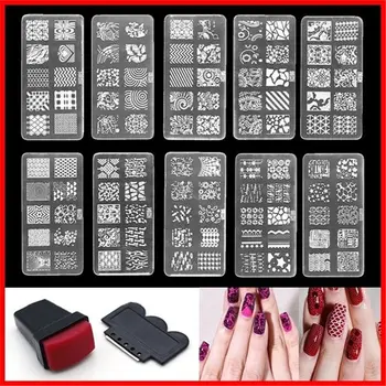 

1Set Rectangle Nail Stamping Template Negative Nail Stamp For DIY Nail Designs Manicure Stamp Plate Set