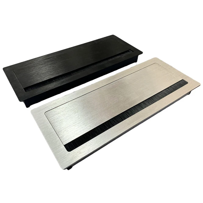 5pcs Rectangular Desk Line Hole Cover Panel Socket Conference Table Bottom Line Slot Table Line Hole Cover Power Socket Office afbeelding