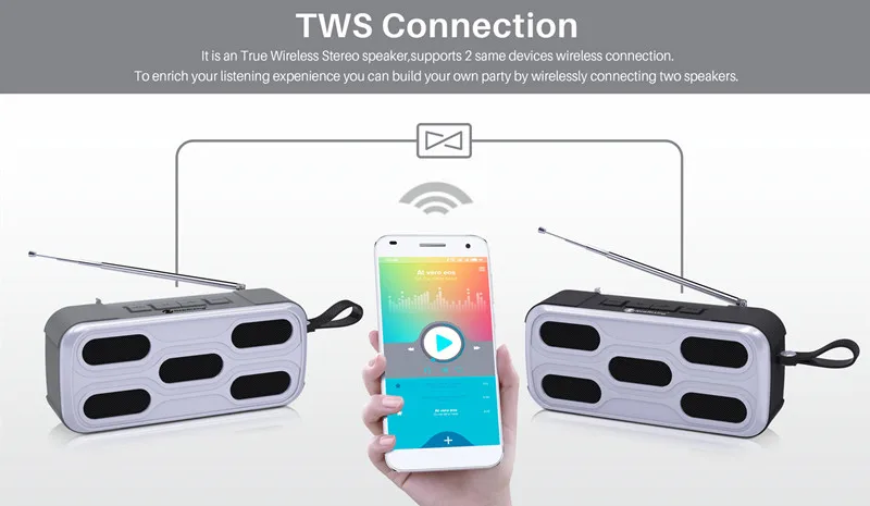 NR3018FM Radio Bluetooth Speaker Mini Stereo Portable Car Subwoofer Wireless Bluetooth Speaker