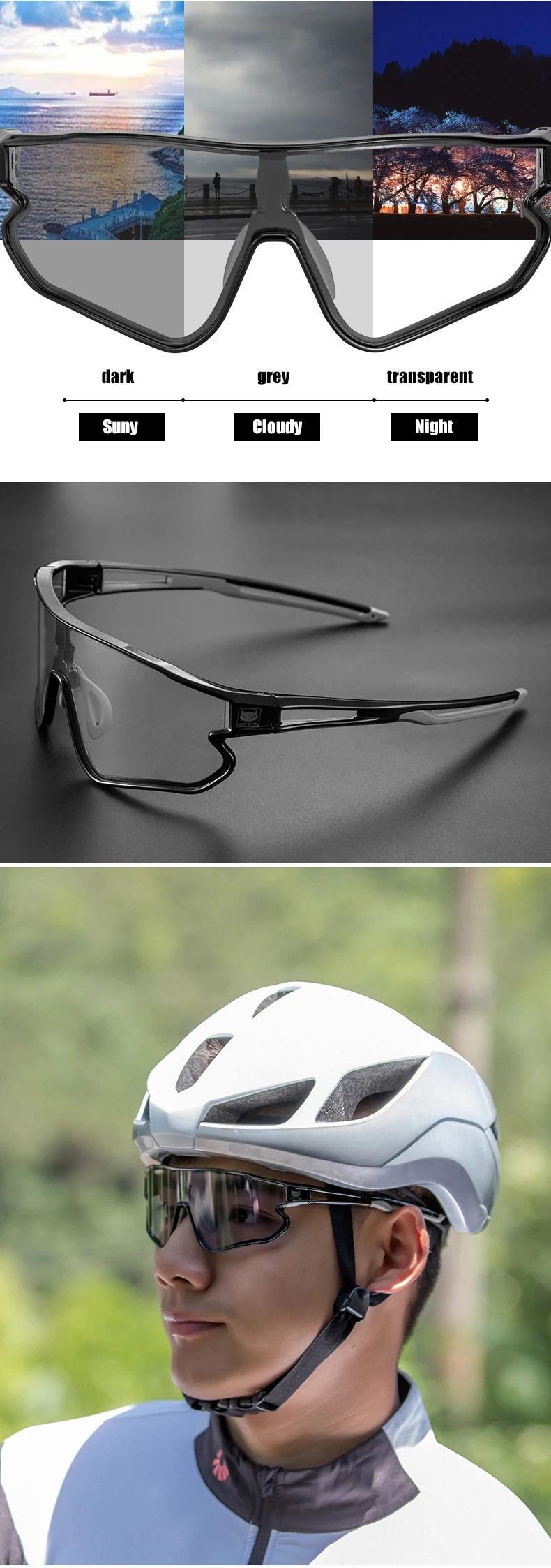 CATEYE Cycling Polarized/Photochromic Sports Glasses Bicycle 100% UV400 Glasses lightweight with Myopic lens