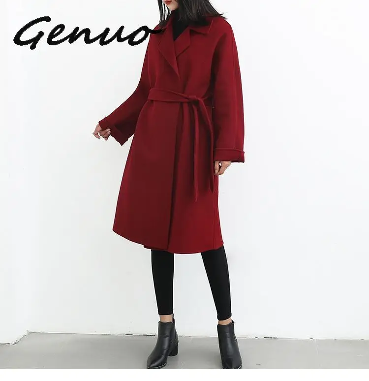 

Women Winter Long Red Overcoat Cristmas Parka Coat Plus Size Loose Notched Cardigan Raincoat Manteau Femme Hiver Abrigo Mujer