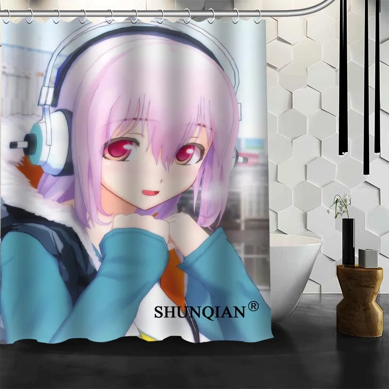 ShunQian Super Sonico, занавеска для душа для девочек, полиэфирная ткань, занавески для ванной, занавески для ванной комнаты, 3D, водонепроницаемая занавеска для ванной, крючок - Цвет: 6