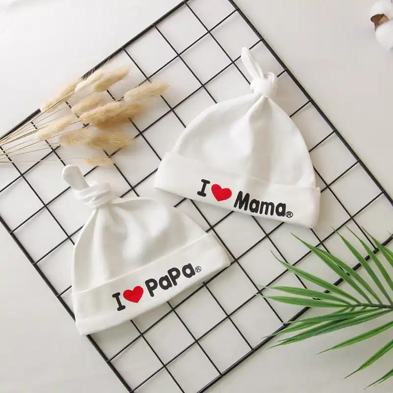 2 Uds Me Encanta Papa Mama Gorro Para Bebe De Algodon Bebe Unisex Recien Nacido Nina Nino Sombreros Imprimir Sombreros Y Gorras Aliexpress