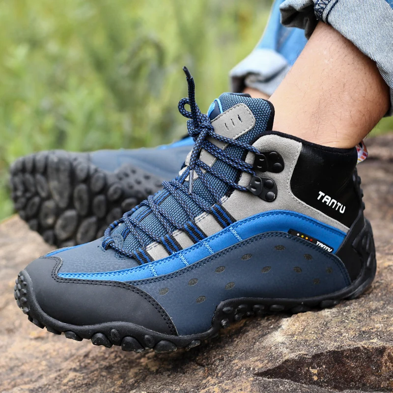 Мужские треккинговые ботинки водонепроницаемые дышащие кожаные лесные треккинговые ботинки мужские анти-с Спортивные Горные Скалолазание походные уличные ботинки