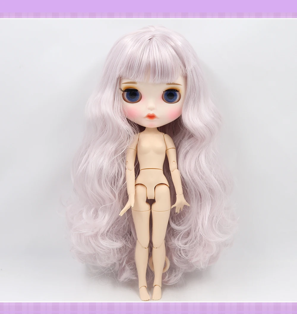 Neo Blythe Doll with Purple Hair, White Skin, Matte Pouty Face & Custom Jointed Body 4