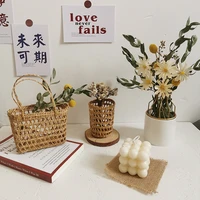 Ins Mini Rattan Basket Travel Picnic Storage Basket Wall Hanging Flower Baskets Desktop Sundries Organizer Home Decor Panier 바구니 2