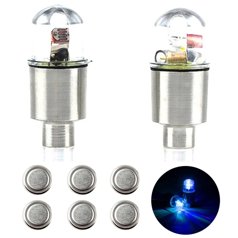 

2Pc Car Auto Wheel Tire Air Valve Caps Cover LED Light Tyre Cap Decoration Smart Sensor Lamp For Bike Bicycle Motorcycle Fashion
