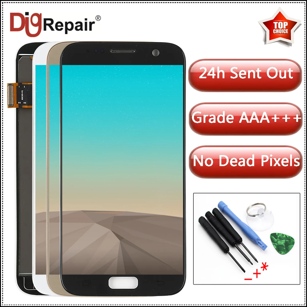 

G930F LCD For Samsung Galaxy S7 G930F G930A G930V LCD Display Touch Screen Digitizer Replacements AAA For Samsung S7 LCD Screen
