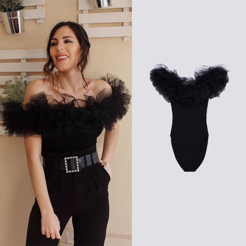 2020 ZA New Mesh Slash Neck Jumpsuit Women Skinny Sexy Rompers Spring off Shoulder Safe Bottoming Bodysuit Party Club Vacation 2020 ZA New Mesh Slash Neck Jumpsuit Women Skinny Sexy Rompers Spring off Shoulder Safe Bottoming Bodysuit Party Club Vacation