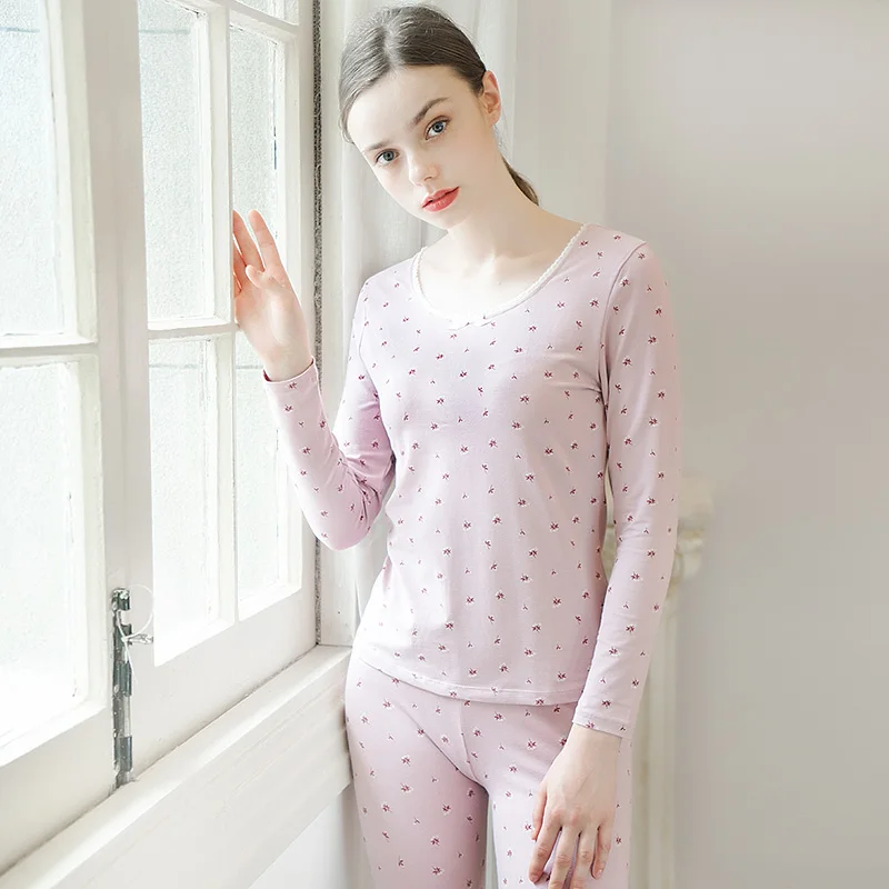 pale pinkish gray Облегающие комплекты для тела, Женское зимнее термобелье для похудения, плотное модальное женское термобелье - Цвет: pale pinkish gray