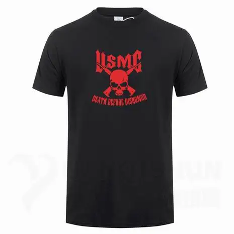 Usmc Marines Skull футболка с пистолетами художественный дизайн Мужская Футболка Высокое качество 16 цветов Чистый хлопок короткий рукав тройники уличная хип-хоп