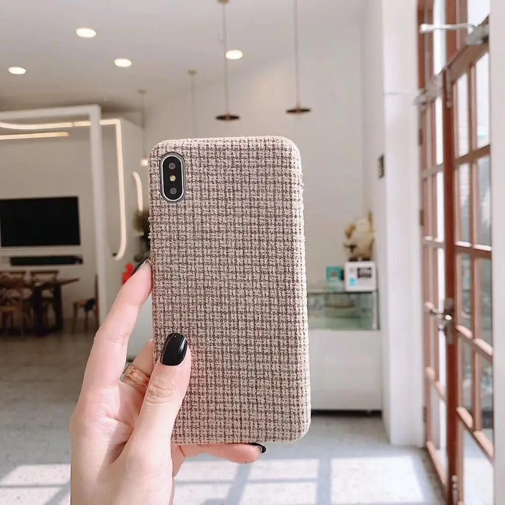 Отсутствие для iphone 11 чехол простая теплая ткань в клеточку ткань телефон чехол для iphone 11 Pro Max X XS XR 7 8 Plus задняя крышка Капа Fundas
