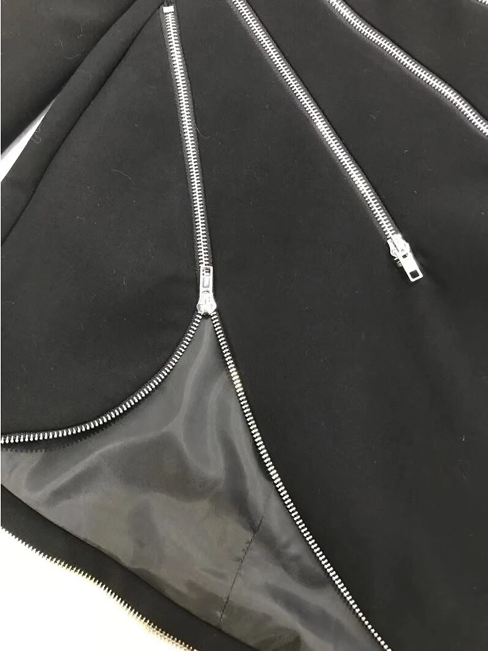 Винтажное Стильное женское платье черное сексуальное облегающее платье с длинным рукавом и v-образным вырезом на молнии украшение Клубные праздничные наряды платье осень новое